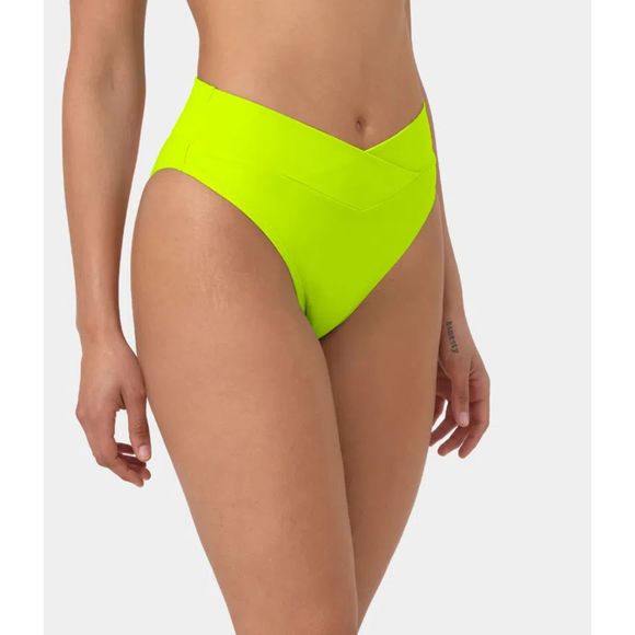 Halara Crossover Bikini Bottom Swimsuit Color: Ice Lime Green Size: Small - Picture 3 of 4